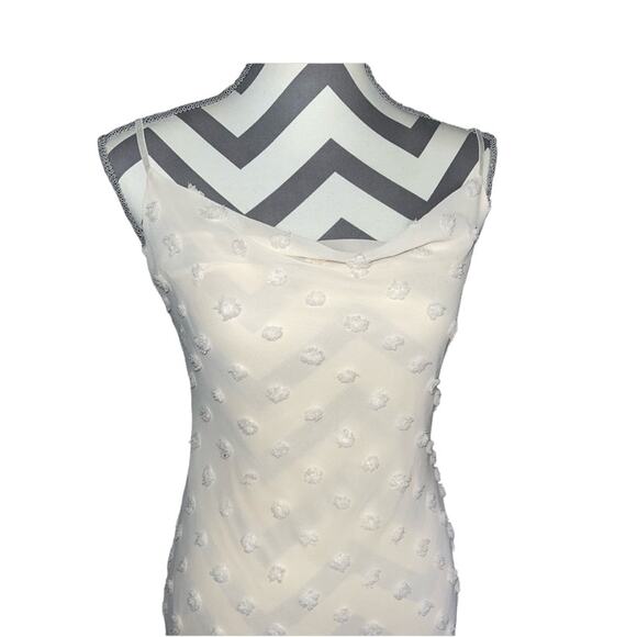 Audrey 3+1 Chiffon Camisole Swiss Dot Dainty Ivory Slip Midi Dress Size Small - Picture 3 of 5